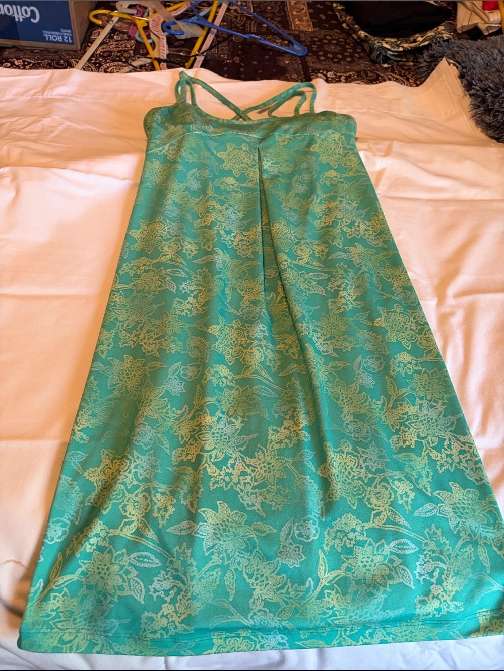 Patagonia Teal Floral Backless Strappy Sundress